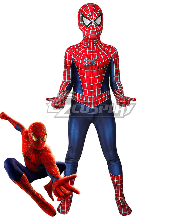 Kids Marvel 2002 Movie Spider-Man  Tobey Maguire Jumpsuit Cosplay Costume