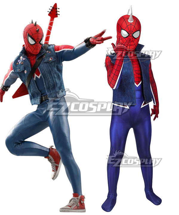 Kids Marvel PS4 Spider-Man Spiderman Spider-Punk Suit Zentai Jumpsuit Cosplay Costume
