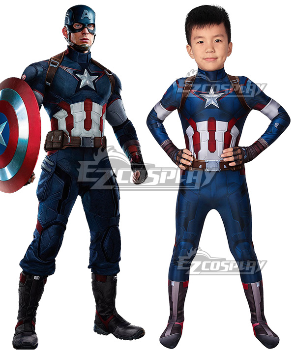 

Kids Marvel The Avengers 2 Captain America Zentai Jumpsuit Cosplay Costume