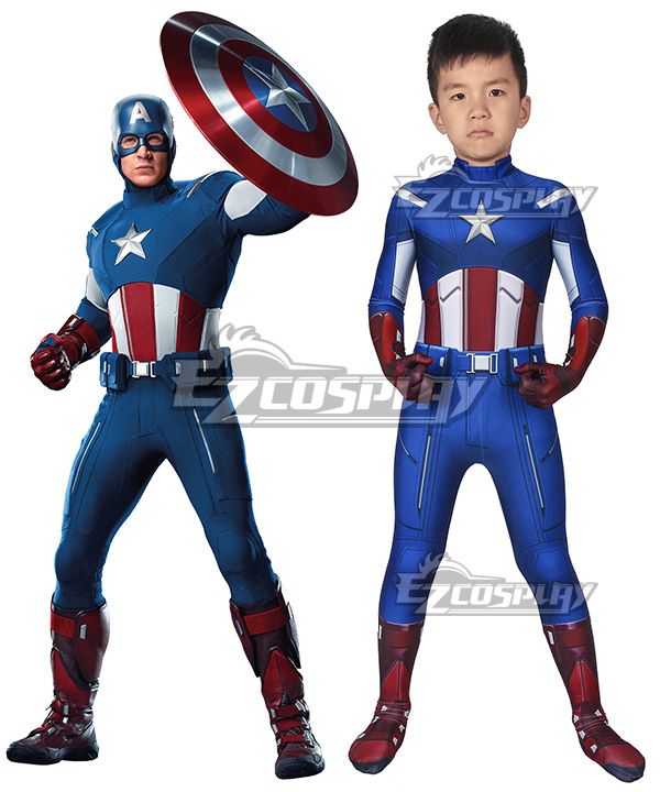 

Kids Marvel The Avengers Captain America Zentai Jumpsuit Cosplay Costume