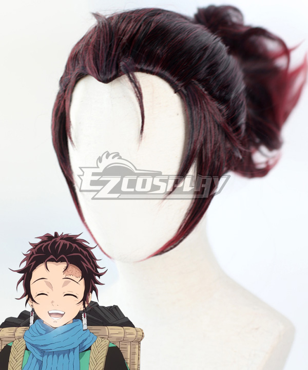 Demon Slayer: Kimetsu no Yaiba Kamado Tanjirou Long Red Black Cosplay Wig