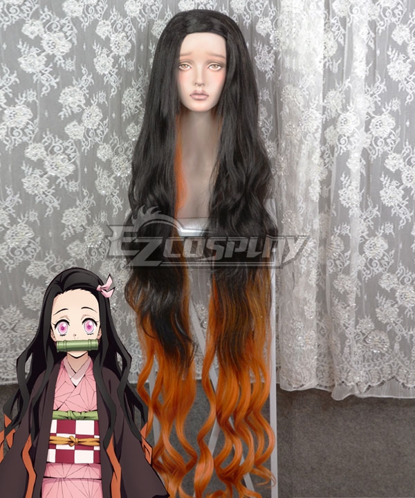 

Kimetsu No Yaiba Nezuko Kamado Gray Orange Cosplay Wig