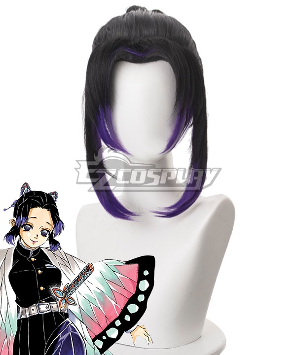 

Kimetsu No Yaiba Shinobu Kochou Black Purple Cosplay Wig - 487F