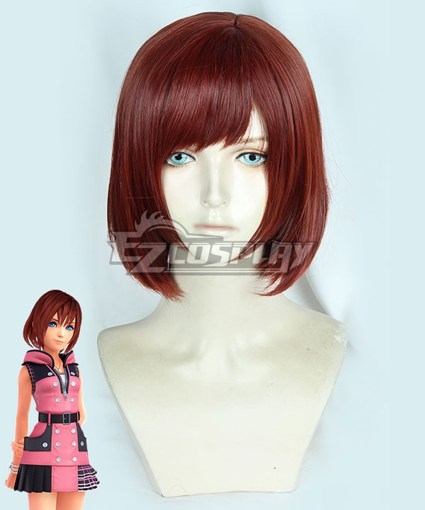 Kingdom Hearts III Kairi Red Brown Cosplay Wig