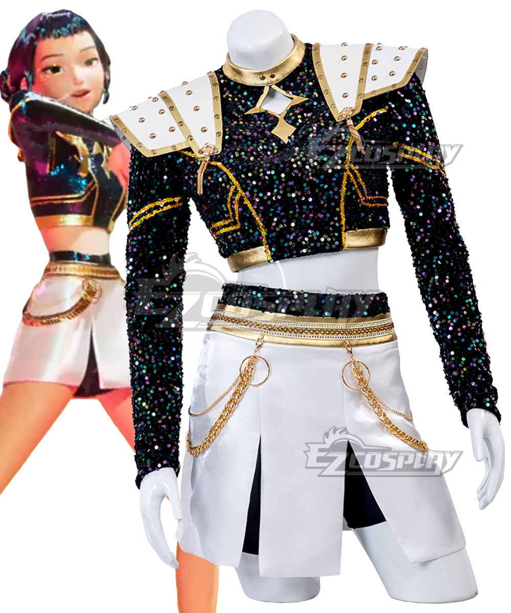 Kpop Demon Hunters Zoey Golden Black Dance Outfit Cosplay Costume