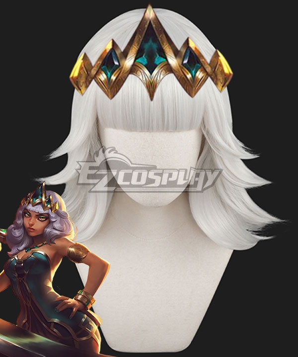 League of Legends Empress of the Elements Qiyana Wihte Cosplay Wig - No Headwear