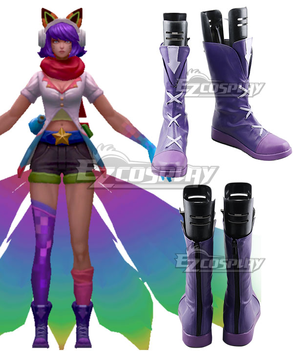 League Of Legends LOL Fifth Anniversary Arcade Ahri Skins Purple Shoes Cosplay Boots