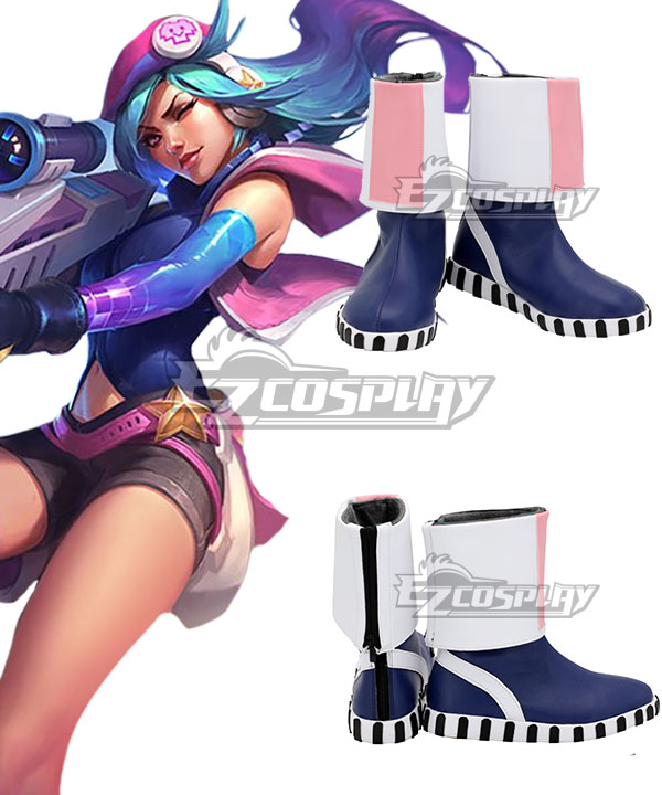 League Of Legends LOL Arcade Caitlyn Blue Shoes Cosplay Boots