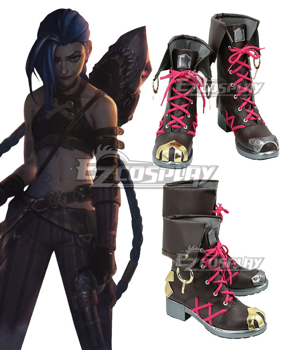 League of Legends LOL Arcane Jinx Brown Cosplay Shoes