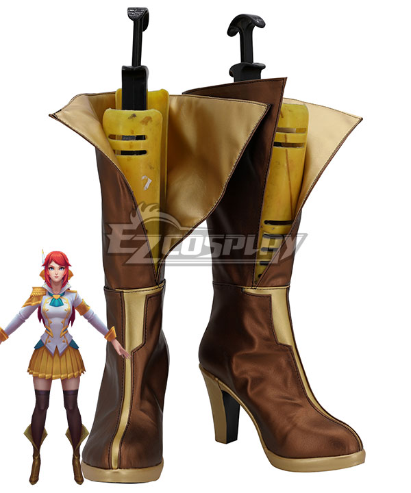 League of Legends LOL Battle Academia Lux Prestige Edition Skin  Golden Brown Shoes Cosplay Boots