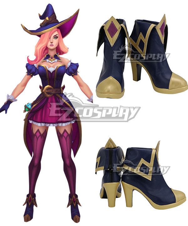 League of Legends LOL Bewitching Miss Fortune Blue Golden Cosplay Shoes