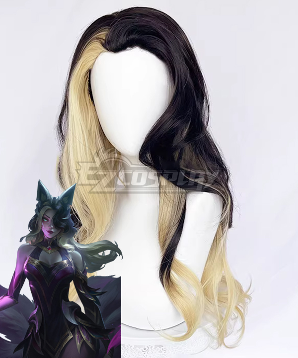 League of Legends LOL Coven Ahri Black Golden Cosplay Wig