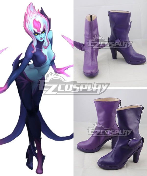 League Of Legends LOL  Evelynn Rework Agony Embrace Purple Blue Shoes Cosplay Boots