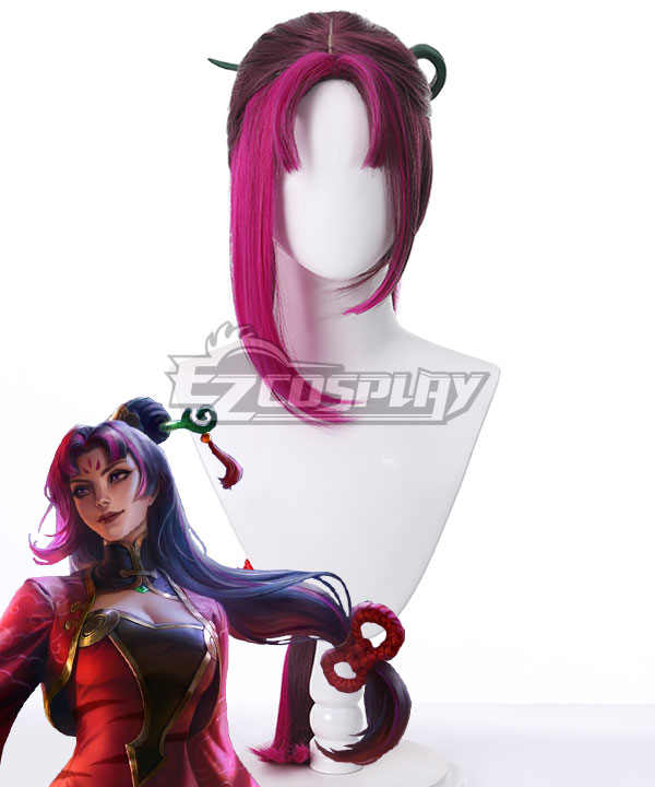 League of Legends LOL Firecracker Diana Blue Pink Cosplay Wig