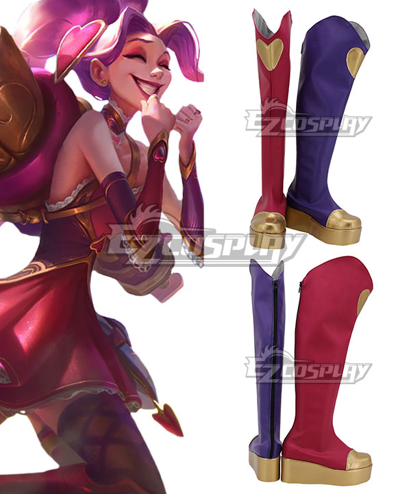 League of Legends LOL Heartseeker Jinx Red Purple Shoes Cosplay Boots