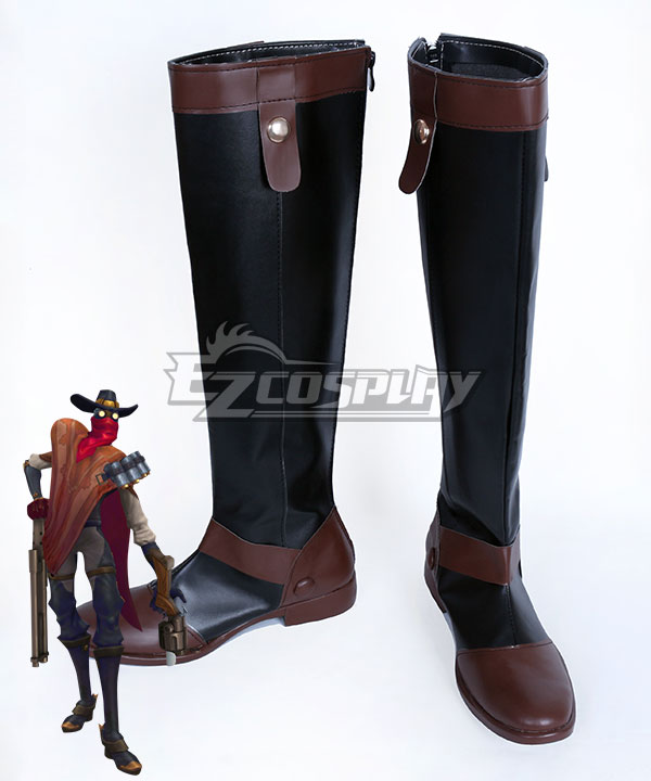 League of Legends LOL High Noon Jhin The Virtuoso Black Shoes Cosplay Boots
