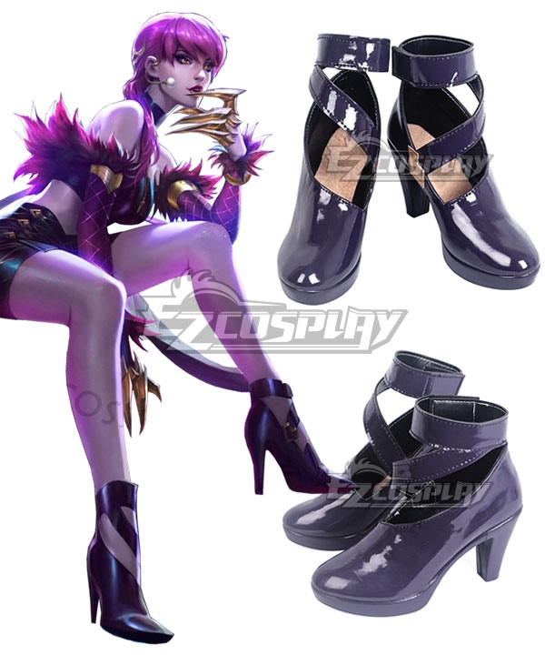 

League Of Legends LOL KDA K/DA Evelynn Black Purple Cosplay Shoes