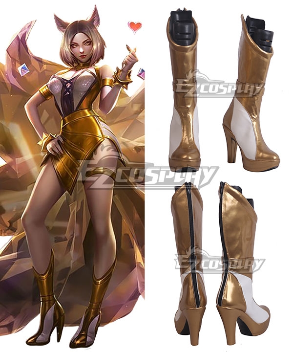 

League Of Legends LOL KDA K/DA Ahri Prestige Edition Golden White Shoes Cosplay Boots
