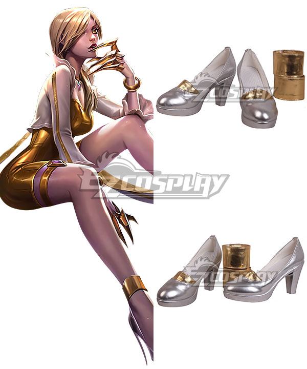

League Of Legends LOL KDA K/DA Evelynn Prestige Edition Silver Cosplay Shoes