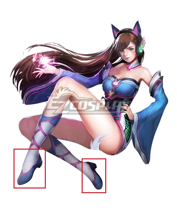 

League Of Legends LOL Overwatch OW Ahri Dressing Like D.Va Blue Cosplay Shoes