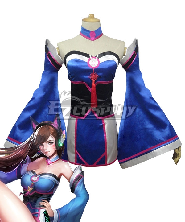 

League Of Legends LOL Overwatch OW Ahri Dressing Like D.Va Cosplay Costume