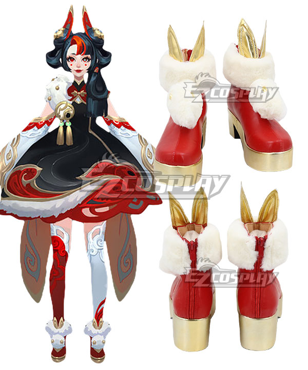 League of Legends LOL Paper Cut Mythmaker Gwen Red Cosplay Shoes