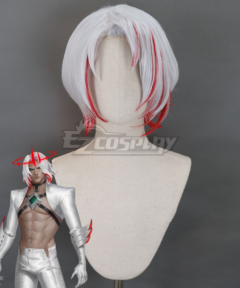 League of Legends LOL Pentakill III Lost Chapter Viego White Red Cosplay Wig