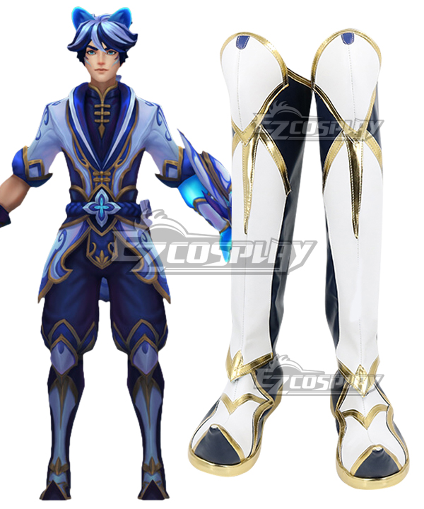 League of Legends LOL Porcelain Protector Ezreal Blue Shoes Cosplay Boots