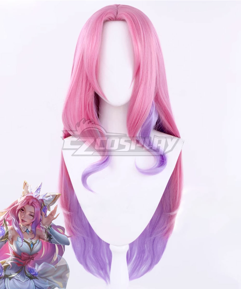 eague of Legends LOL Prestige Crystal Seraphine Pink Purple Cosplay Wig