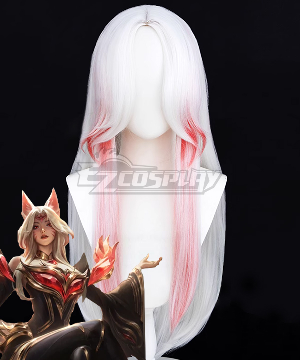 League of Legends LOL Prestige Risen Legend Ahri White Cosplay Wig