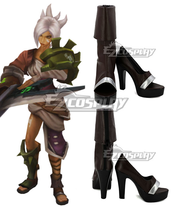 League Of Legends LOL Riven Runic Blade Symbols Brown Shoes Cosplay Boots
