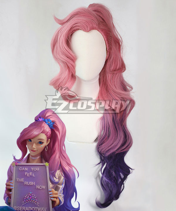 League of Legends LOL Seraphine Pony-tail Pink Purple Cosplay Wig