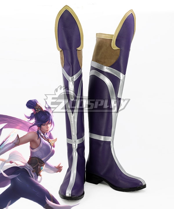 League Of Legends LOL Soaring Sword Fiora Skin Purple Shoes Cosplay Boots