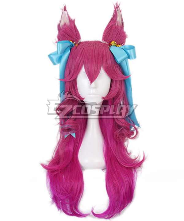 League of Legends LOL Spirit Blossom Ahri Pink Purple Cosplay Wig Including Ears - 458P