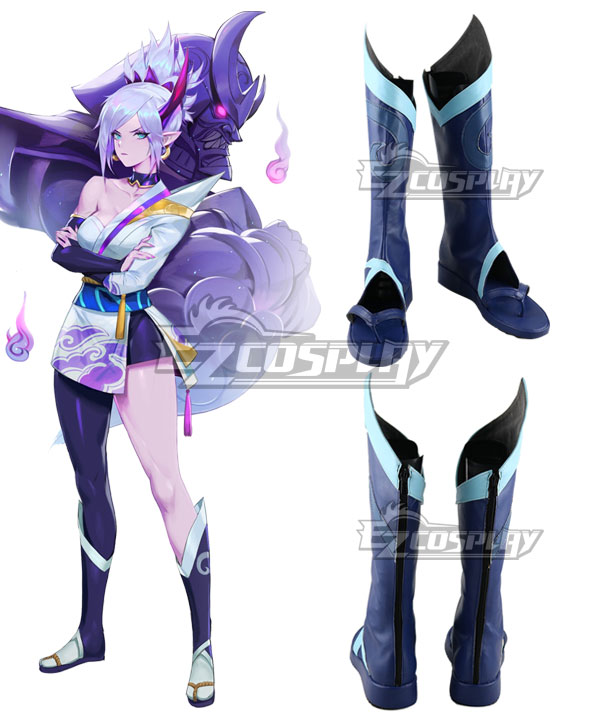 League of Legends LOL Spirit Blossom Riven Blue Shoes Cosplay Boots