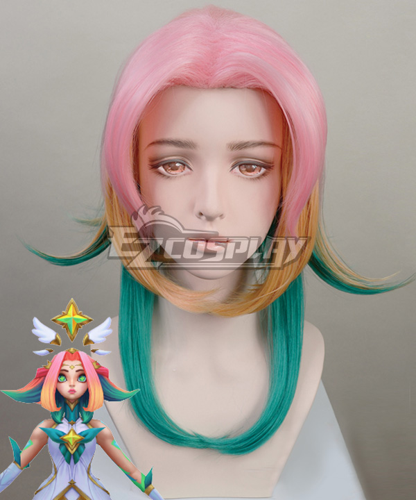 League Of Legends LOL Star Guardian 2019 Neeko Pink Yellow Green Cosplay Wig