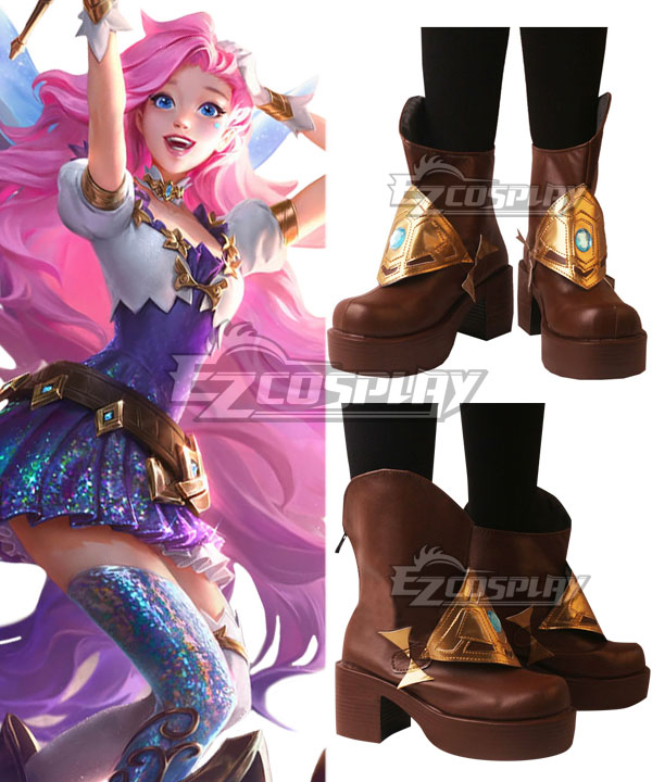 League Of Legends LOL The Starry-Eyed Songstress Seraphine Brown Cosplay Shoes