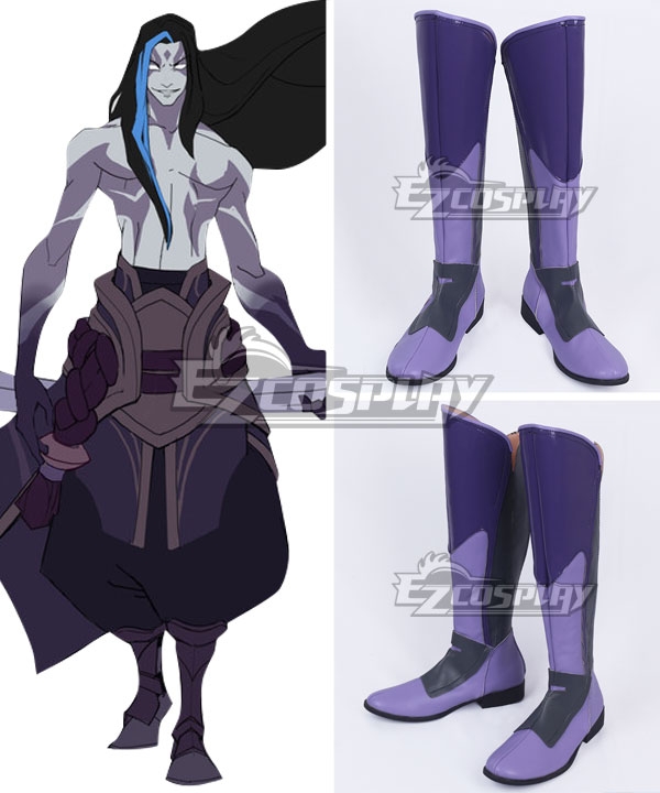 League of Legends Shieda Kayn The Shadow Reaper Rhaast Purple Shoes Cosplay Boots