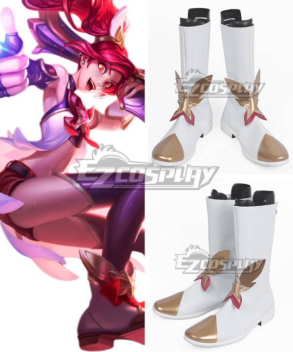 League of Legends Star Guardian Jinx White Shoes Cosplay Boots