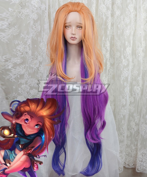 League of Legends Zoe the Aspect of Twilight Gold Brown Purple Cosplay Wig