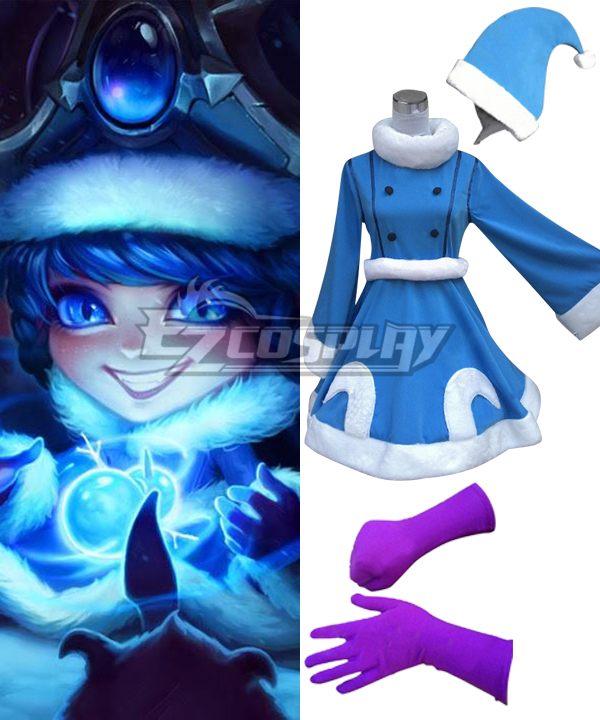 League of Legends Winter Wonderland Lulu Christmas Blue Dress Cosplay Costume