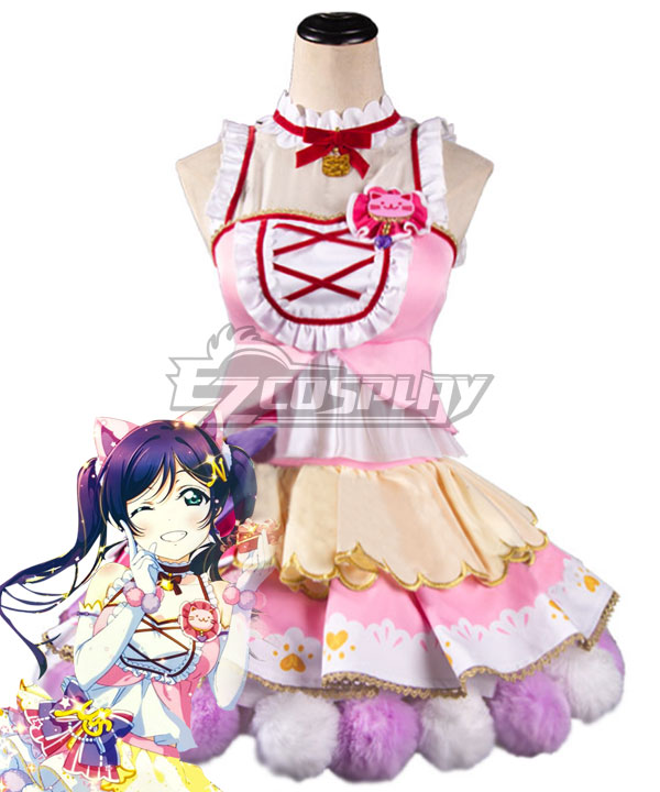 Love Live Nozomi Tojo Cat Double Pony Tail Lovely Dress Cosplay Costume