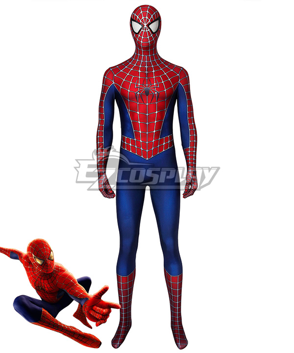Marvel 2002 Movie Spider-Man  Tobey Maguire Zentai Jumpsuit Cosplay Costume