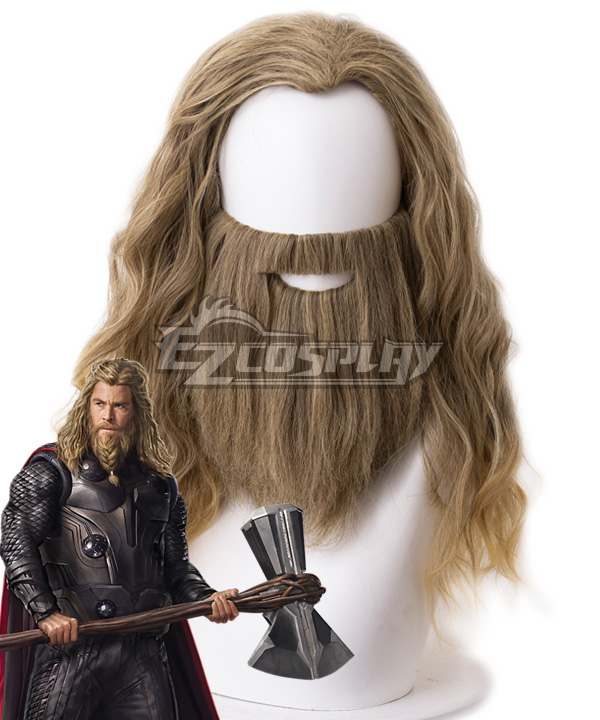 Marvel Avengers: Endgame Thor Brown Cosplay Wig - Wig + Moustache - 405K