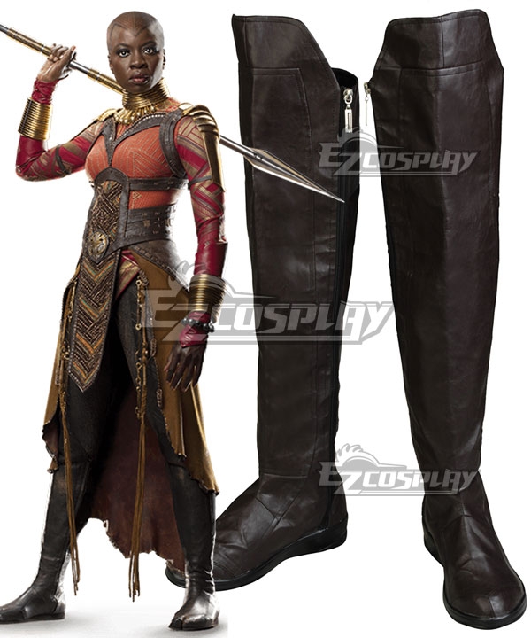 Marvel Black Panther 2018 Movie Okoye Brown Shoes Cosplay Boots
