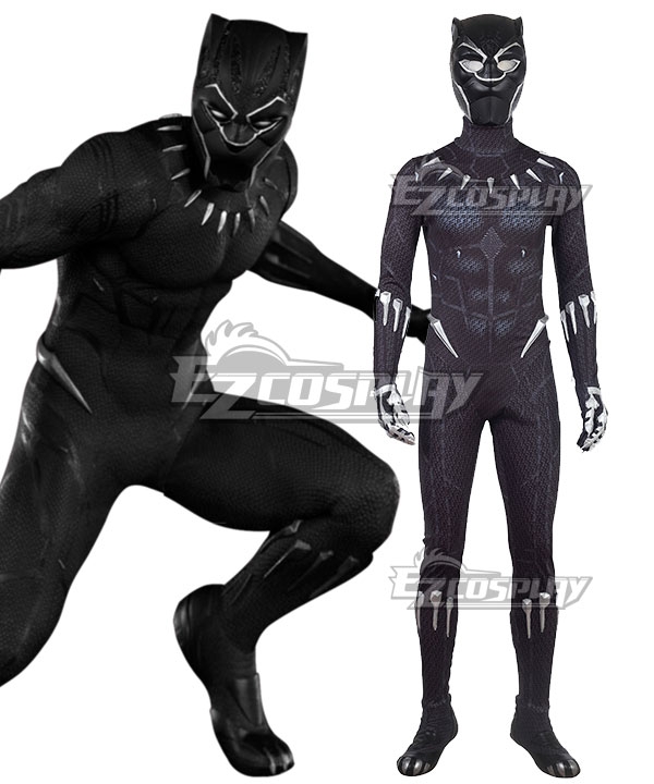 

Marvel Black Panther 2018 Movie T'Challa Black Panther Black Printed Jumpsuit Cosplay Costume