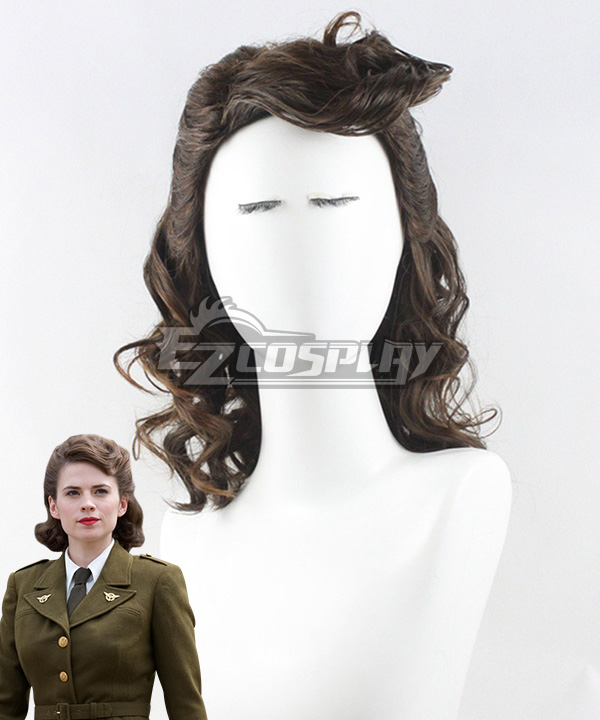 Marvel Captain America Peggy Carter Brown Cosplay Wig