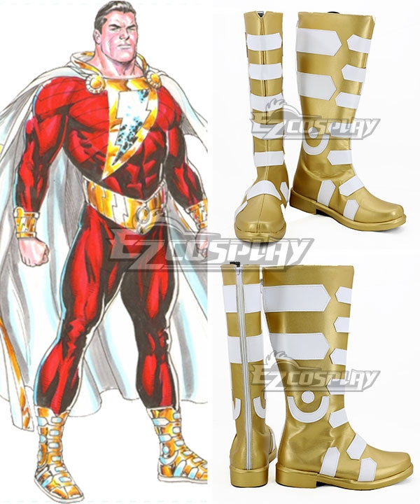 

DC Comics Shazam! Billy Batson Golden White Shoes Cosplay Boots