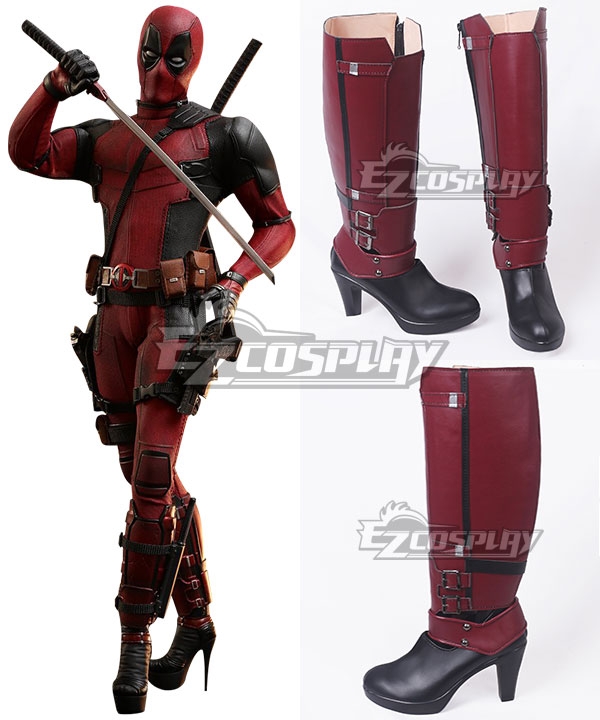 Marvel Deadpool Wade Wilson Red High Heeled Red Shoes Cosplay Boots