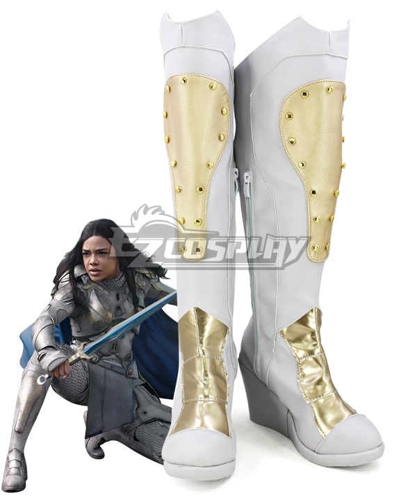Marvel Thor 3 Ragnarok Trailer Valkyrie Silver Golden Shoes Cosplay Boots